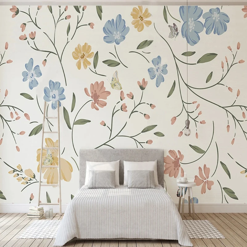 

Custom Mural Wallpaper Nordic Modern Simple Small Fresh Pink Flowers Living Room Bedroom Abstract Art Home Decor 3D Papel Tapiz