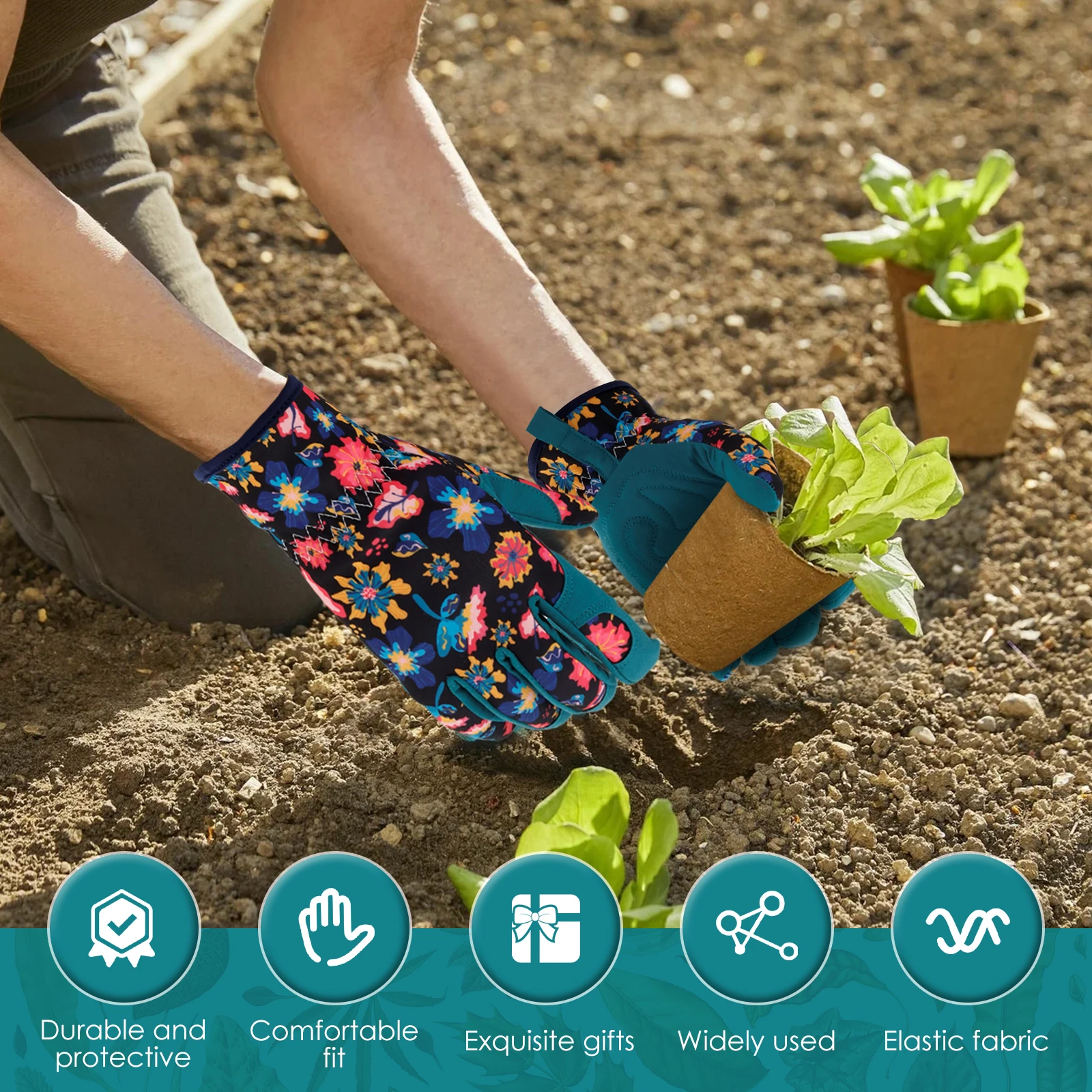 1 Pair Thorn Proof Gardening Gloves Polyester Fiber Pruning Gloves Breathable Garden Weeding Working Gloves for Picking Pruning