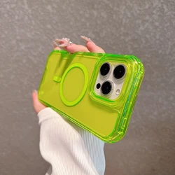 Neon Color Shockproof MagSafe Case with Wireless Charging Compatibility for iPhone 12 Pro (Fluorescent Green)