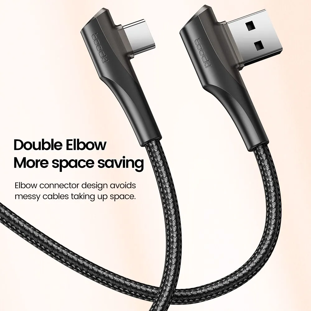 รูปสินค้า สายชาร์จ USB-C ชาร์จเร็ว 3.0 90 องศา ทนทาน ใช้ได้กับหลายแบรนด์
