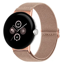 Enhanced Elastic Nylon Watch Strap: Adjustable Replacement Wristband Bracelet for ForGooglePixel Watch (Milk tea brown)