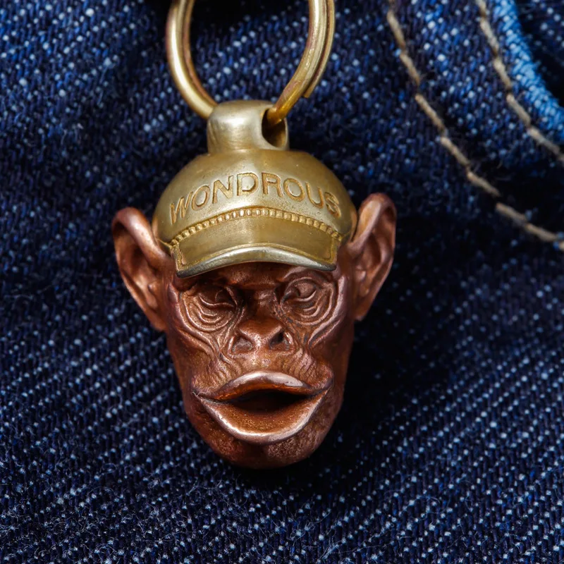 

Halloween April Fool's Day Funny Red Copper Color Baseball Hat Gorilla Keychain Necklace Pendant Animal Fun Gift