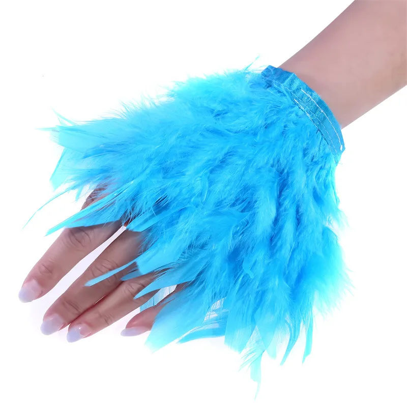 

Women Natural Fur Feather Cuffs Sexy Snap On Bracelet Arm Cuff Shirts Sleeves For Women Real Ostrich Feather Anklet Wrist Cuff