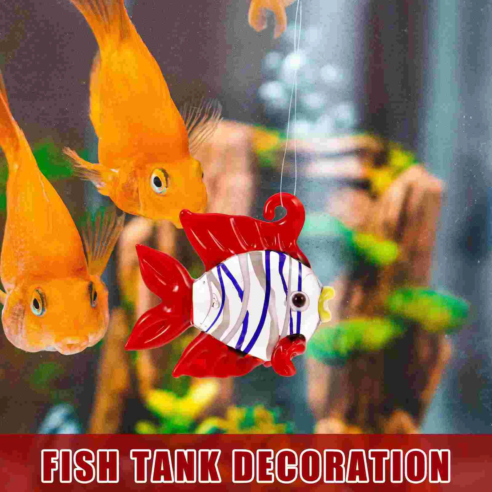 Floating Glass Fish Decoration Realistic Marine Animal Figurine Aquarium Layout Prop Cartoon Hanging Adorn Fish Tank Accessories