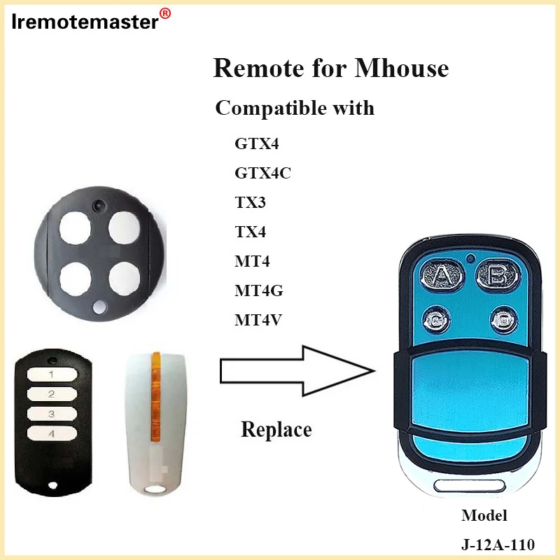 For Mhouse Myhouse GTX4 TX4 telecommande Garage Door Remote Control 433.92mhz mando garage mando garaje Mhouse прокрутка кода