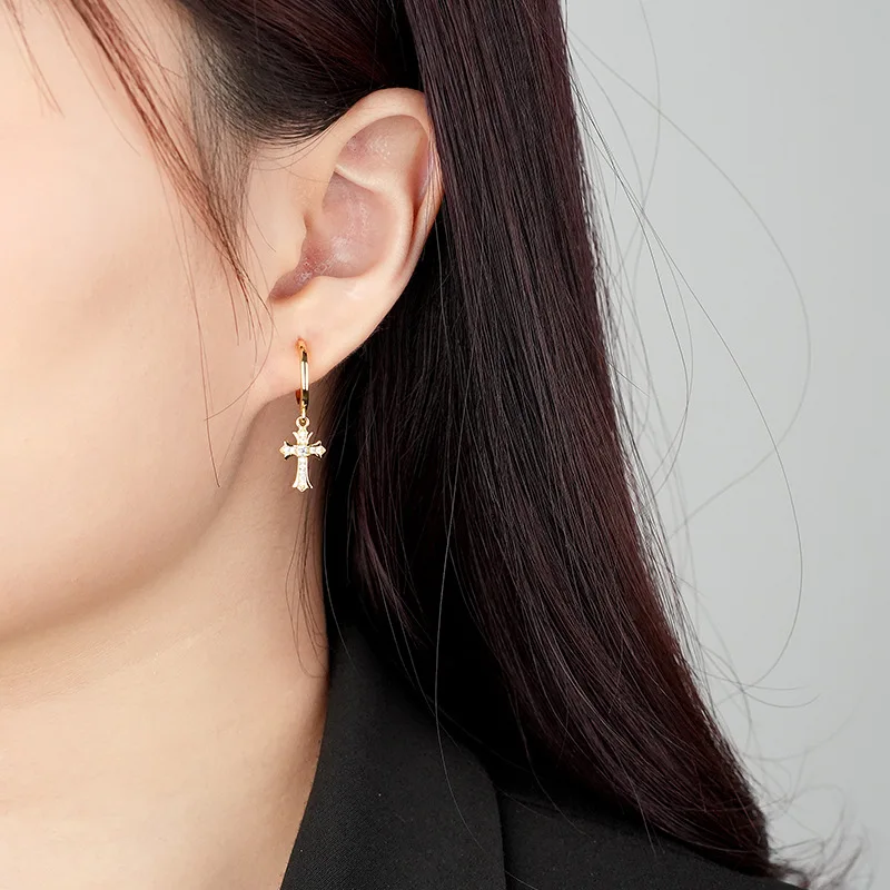 925 Sterling Silver Hypoallergenic Stud Earingings for Sensitive Ears Cross Jewelry Gifts for Girls