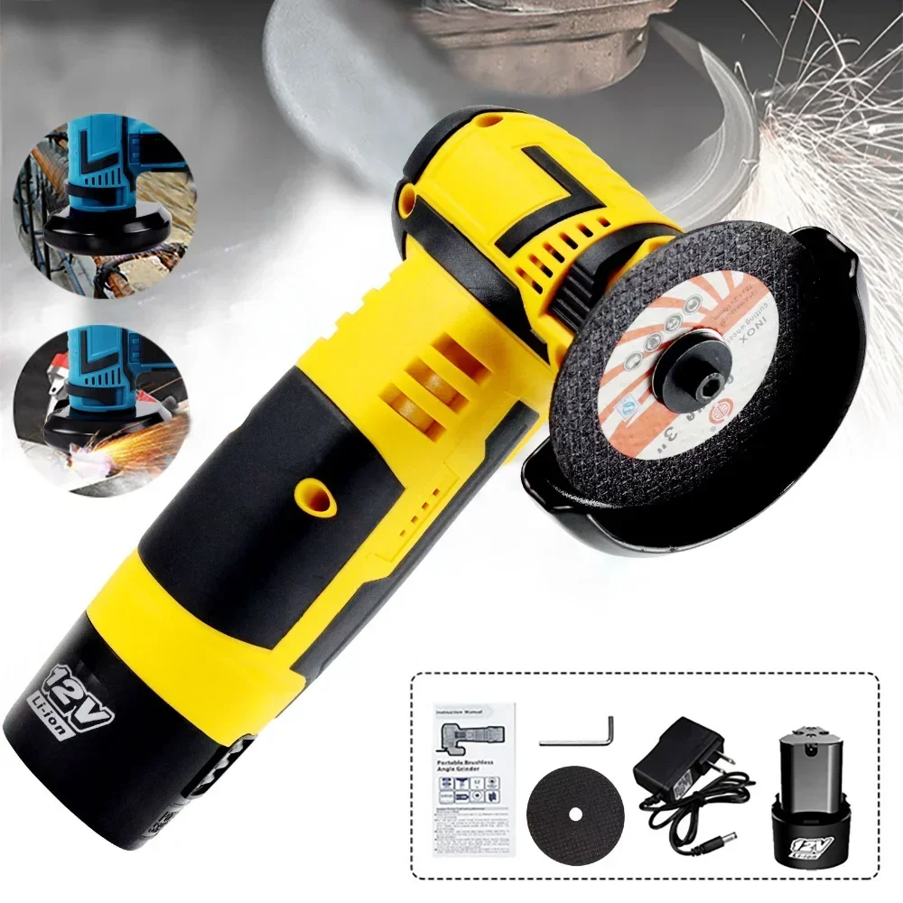 12V Brushless Mini  Angle Grinder with Rechargeable Lithium Battery Cordless Polishing Machine Diamond Cutting with Accessories 4