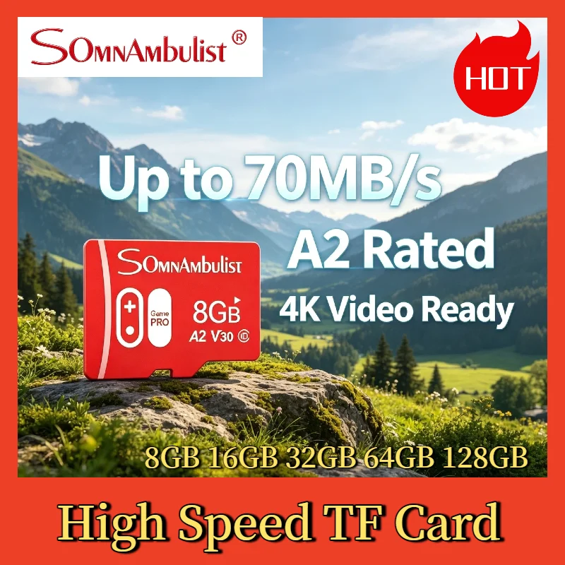 SomnAmbuList 128GB 실제 용량 마이크로 TF SD 카드 32GB 64GB 고속 클래스 10 미니 SD 메모리 카드 스마트폰용 TF 카드