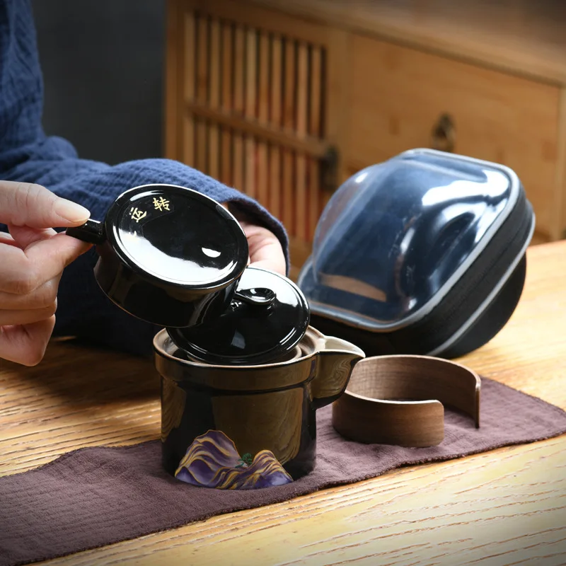 Ceramic Quick Cup Set, Creative Portable Bag, Travel Tea Set