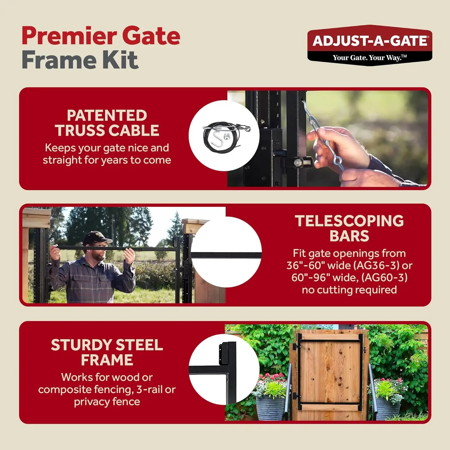 Build Kit, Adjustable 60""-96"" Lockable 2 Way Gate (2 Pack) With Building Kit, 36""-60"" (2 Pack) 5