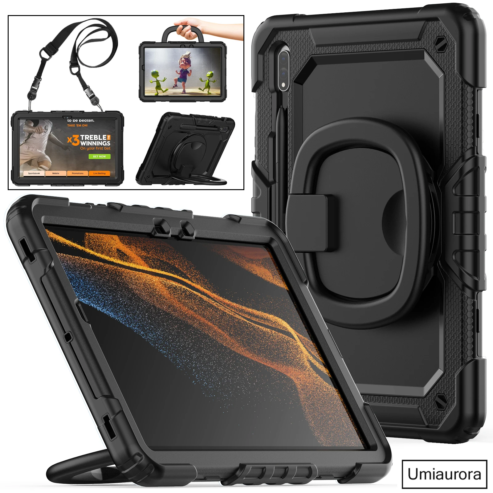 

For Samsung Galaxy Tab S8 Ultra 14.6 SM-X900 SM-X906 S7 FE Plus 12.4 SM-T730 T970 Case Tablet Heavy Duty Rugged Shockproof Cover