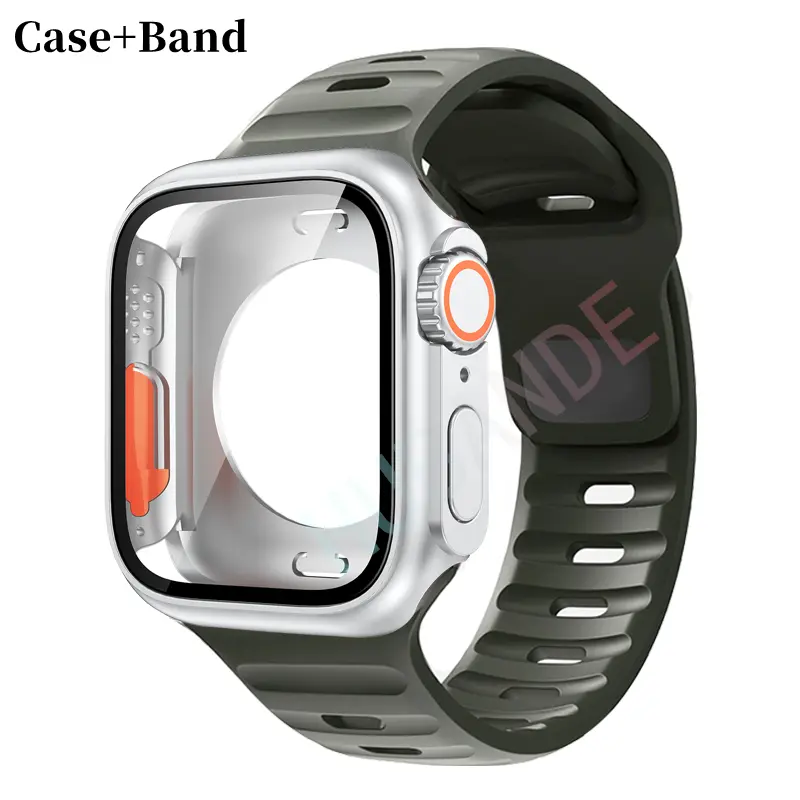 Silicone strap For Apple Watch 44mm 45mm 41mm 40mm Bracelet+Screen protectores Change to Ultra For iWatch Series 9 8 7 SE 6 5 3 - Image 19