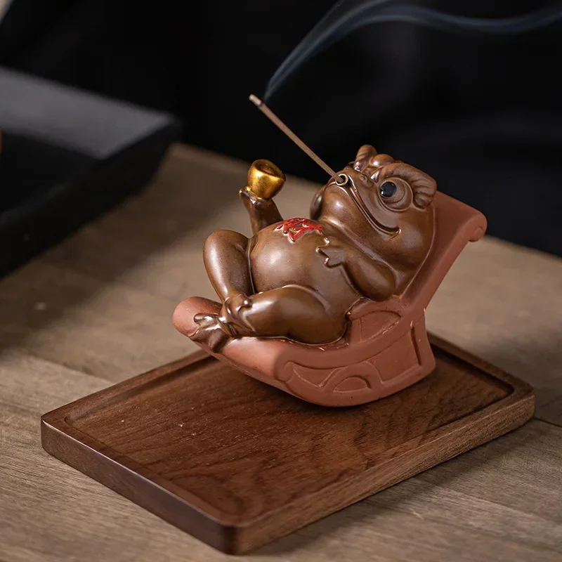 황금 두꺼비 차 장식품, 부를 가져다주는 두꺼비, 창의적인 다도 용품, 차 테이블 향기 삽입 장식