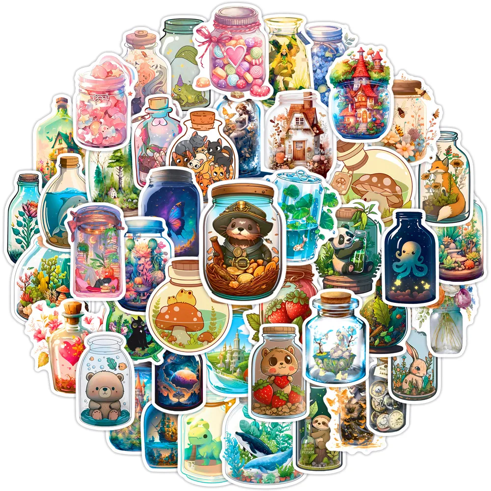 

10/30/50pcs World in a Bottle Cartoon Animal Stickers Cute Decals DIY Notebook Luggage Skateboard Bike Graffiti Toys Kid Sticker