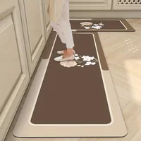 Carpet for Kitchen Long Strip Non-slip Oil-proof Floor Mat Pvc Leather Waterproof Mats Solid Color Flower Pattern Decorative Rug 1