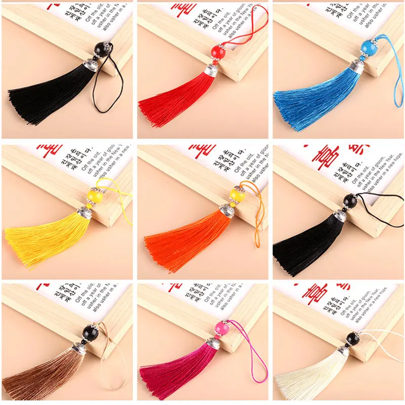 2/4/6PCS 15cm Beaded Craft Tassels Silky Handmade Tassel With Hanging loop Bookmarks Tassel for Jewelry Making DIY Crafts Decor