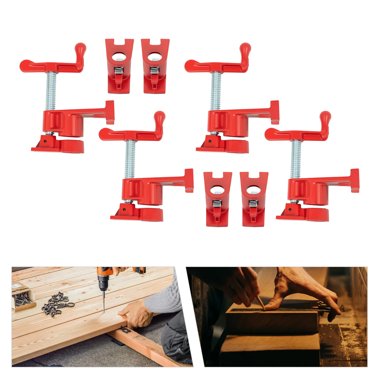 Wood Gluing Pipe Clamp Set 4 Pack 3/4" Heavy Duty PRO Cast Iron Quick Release Bar Clamps Kit with Wide Base for Woodworking