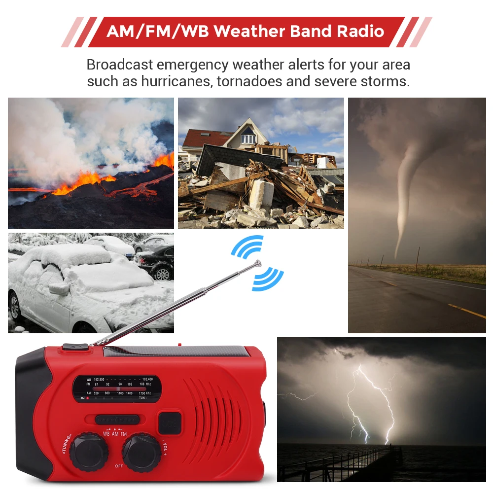 Camping Light Handheld Flashlight Bike Flashlight Mini Led Light Survival Signal Light Solar Powered Lamp Pocket Flashlight Mini Led Night Light Inspection Lamp Desktop Light Portable Solar Hand Crank Radio FM AM NOAA Weather Radio USB Charging Emergency LED Flashlight Power Bank Tactical 2000mAh