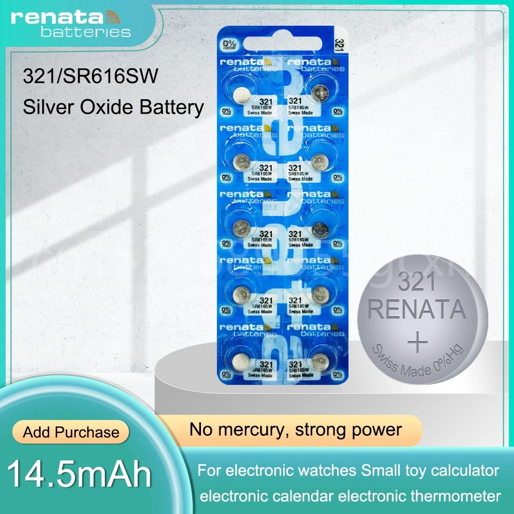 5-Pack Murata 321 Silver Oxide Batteries - Replaces Sony SR616SW For Watches 13 thumbnail image