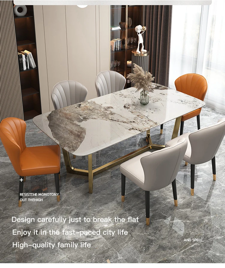 Description Picture 4 of itemMarble Luxury Dining Tables Design Restaurant Large Family Dining Tables Modern Hallway Kitchen Table A Manger Italian Furniture