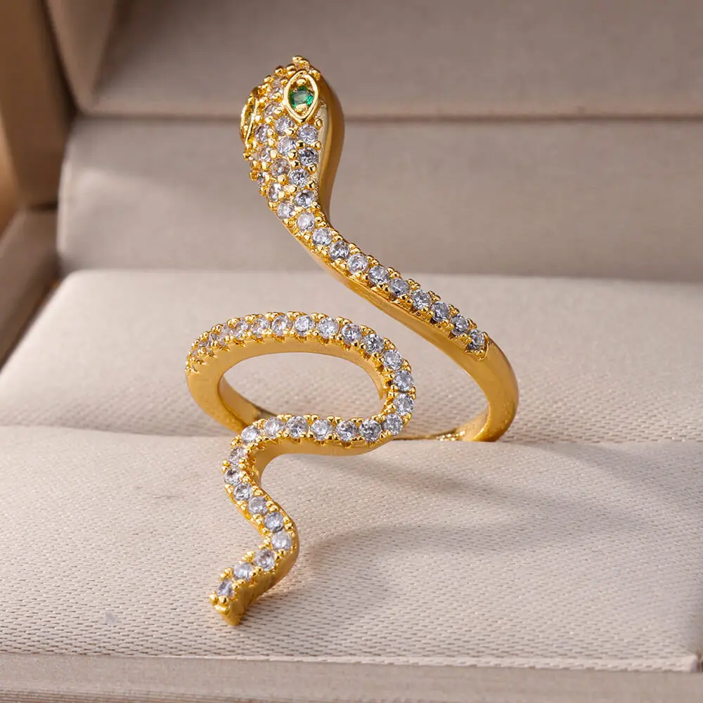 Zircon Snake Rings For Women Men