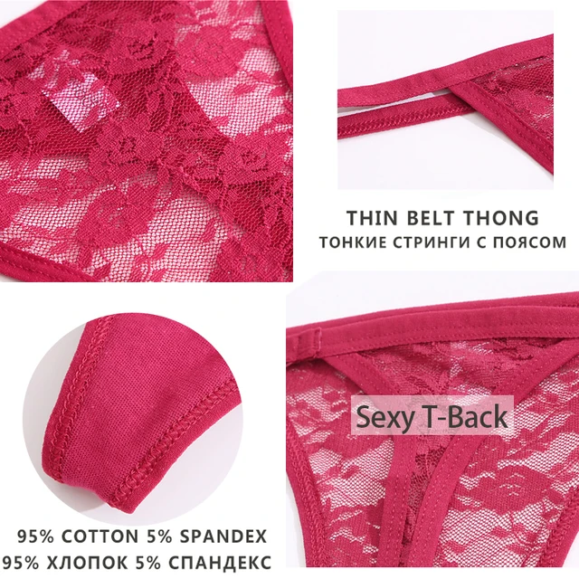 Perizoma Donna C-String Pizzo Floreale - Biancheria Intima Sexy Invisibile, Taglia Unica - Foto 11