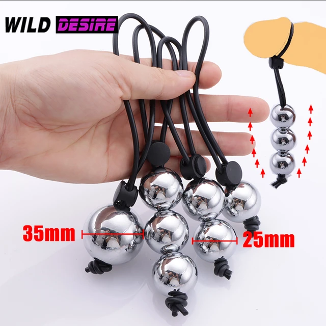 Heavy Dute Metal Ball Pendant Cock Ring Penis Heavy Stretcher