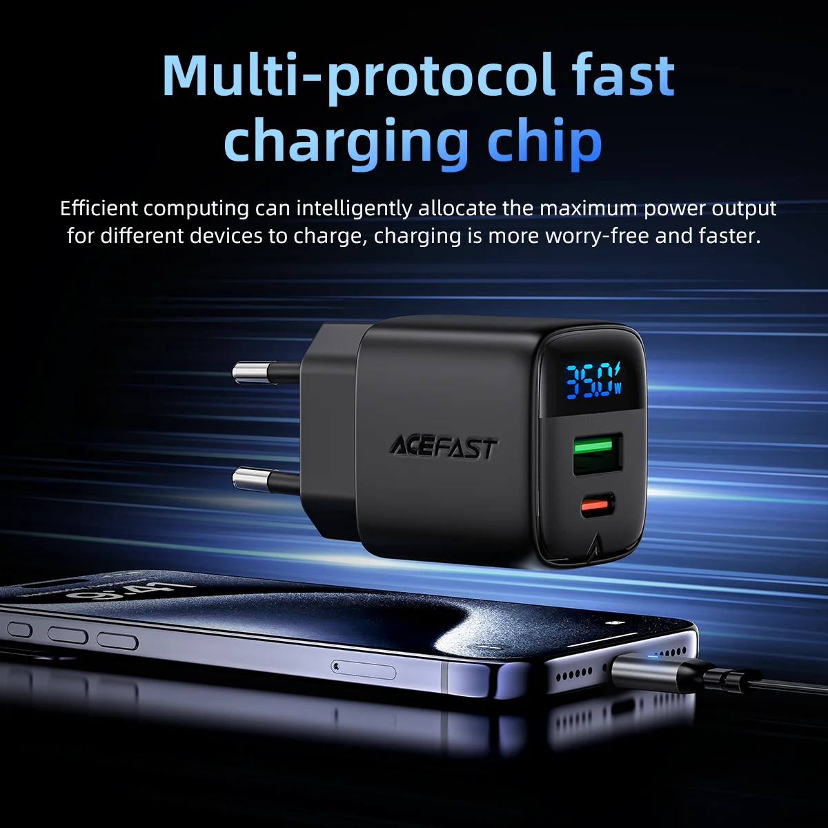 ACEFAST GaN 35W Fast Charging USB-C Wall Adapter with LED Display