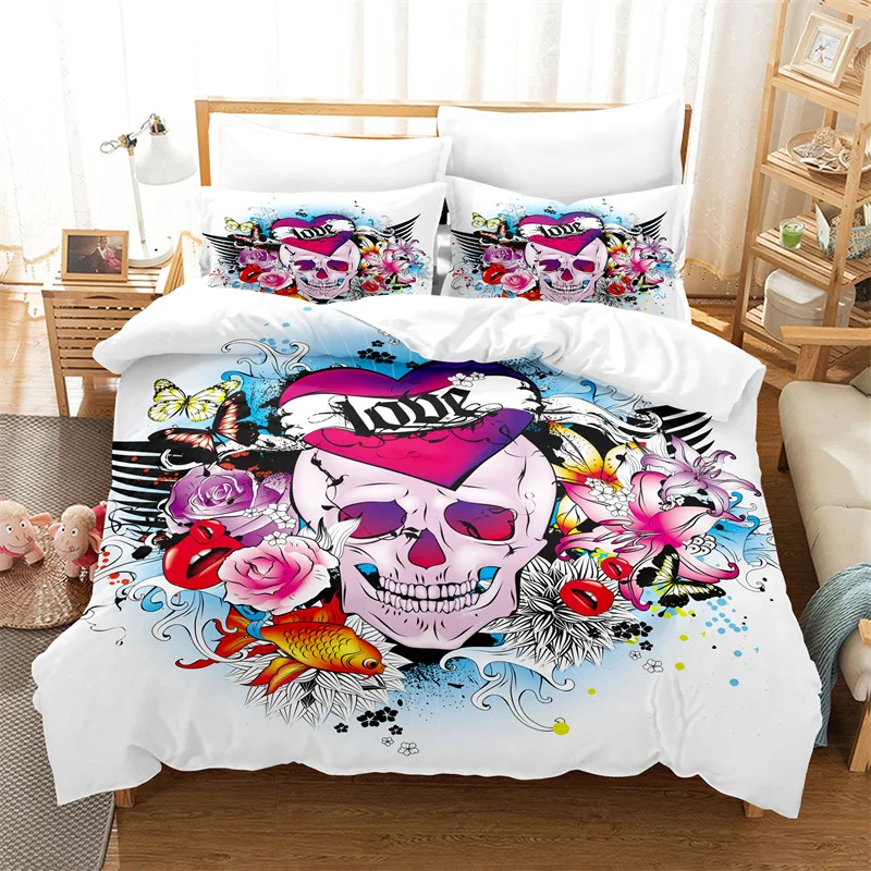 

Bedding Set Terror Skull Duvet Cover Set 3d Queen Bedding Bed Linen Fashion Duvet Cover Bedroom Hotel Comforter Bedding Sets