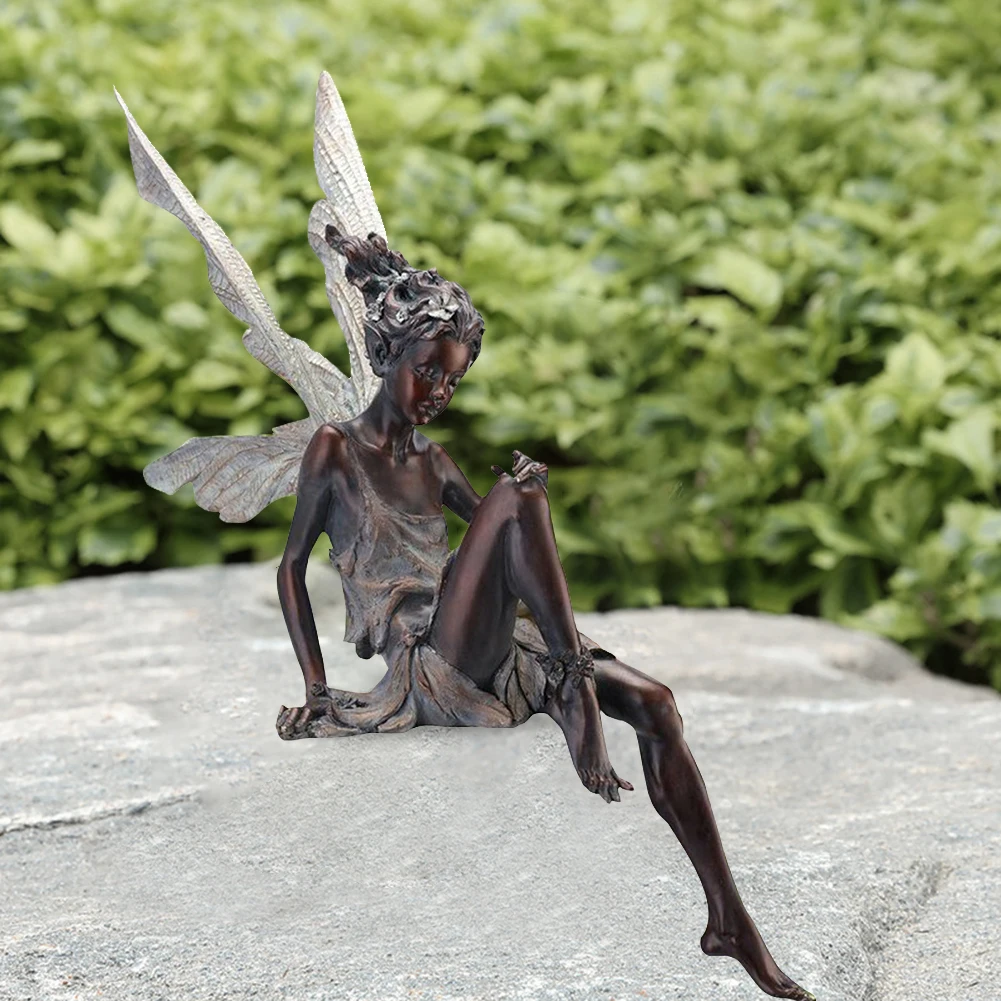 Resin Fairy Statue Outdoor Garden Sculpture Girl Figurine