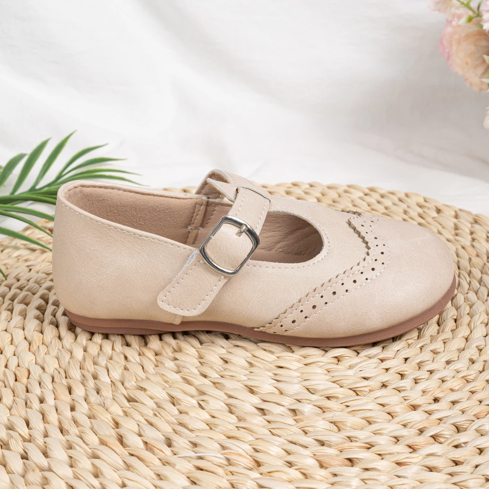 Mädchen T-Riemen Brogue Mary Jane Ballerinas Kleinkinder Einzelriemen Schuluniform Schuhe – Detail 7