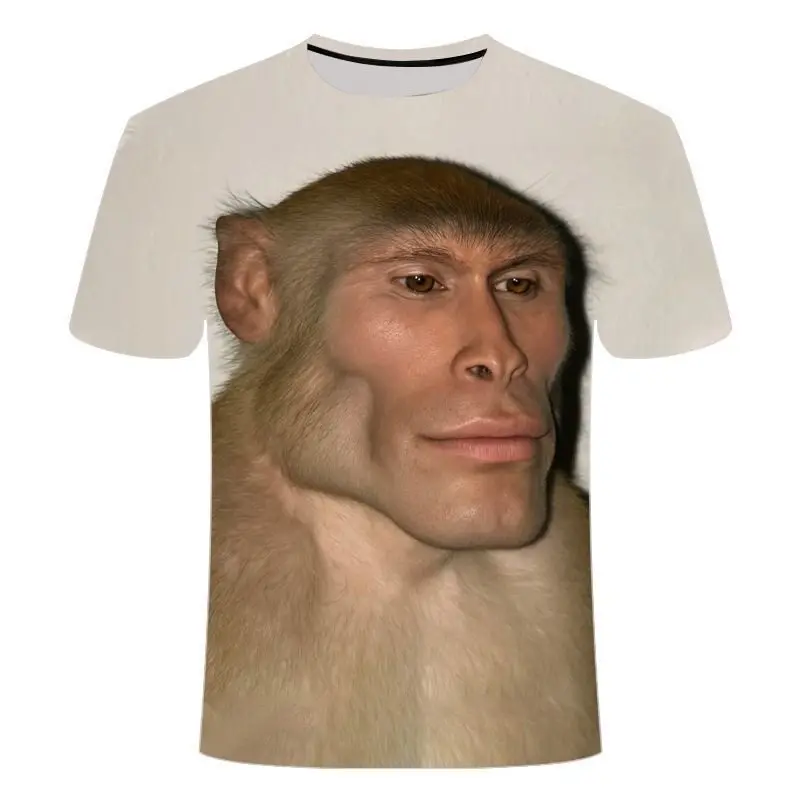 Lustiges Meme-Affen-T-Shirt mit 3D-Druck für Teenager, Sommer, lässig, Rundhalsausschnitt, kurzärmelig, Humor, Tiere, Grafik, Streetwear-Tops