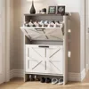 Farmhouse Slim Shoe Cabinet with 2 Flip Drawers,Narrow Rack Cabinet for Entrance Hidden Shoes, Shoe Cabinets 1
