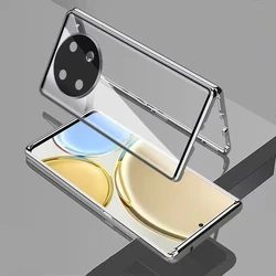 360° Double-Sided Magnetic Adsorption Metal Case with Tempered Glass Protection for Huawei Nova 12i (Silver)