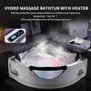 59" Corner Whirlpool Bathtub with Heater，Spa Hydromassage with Chromatherapy，2 Person Jetted Tub with Light，Acrylic，Bathtub 2