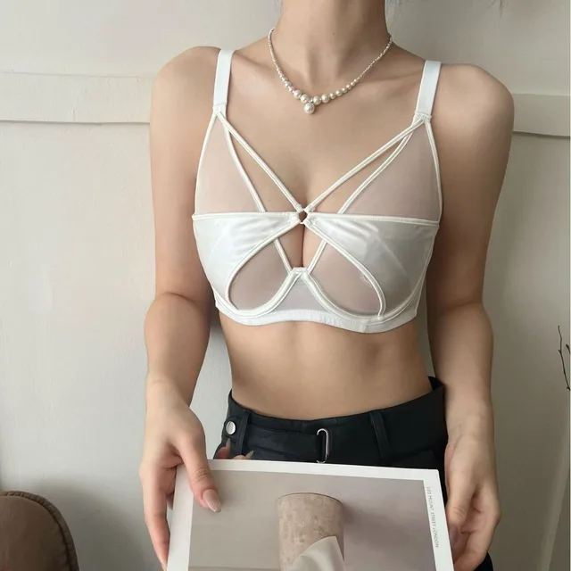 Sexy Lingerie Small Breasts Gather Go Close Bra Top Support Anti-sagging Mesh Lace Bra with Steel Ring Short Vest Crop Tops 6