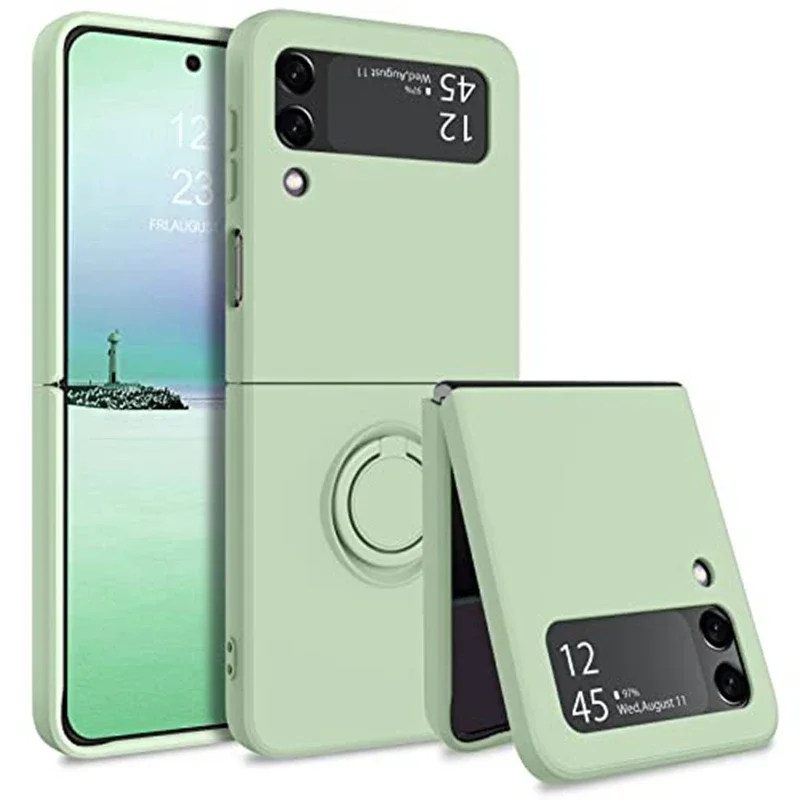 Luxurious Magnetic Ring Stand Silicone Phone Case with Bracket Skin Feel