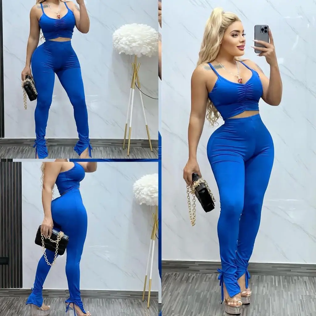 

AOSKM2023 New Spring And Summer JZH8125 Sling Sexy Buttocks Straps Beautiful Back Fashion Body Casual Ladies Set two-Piece