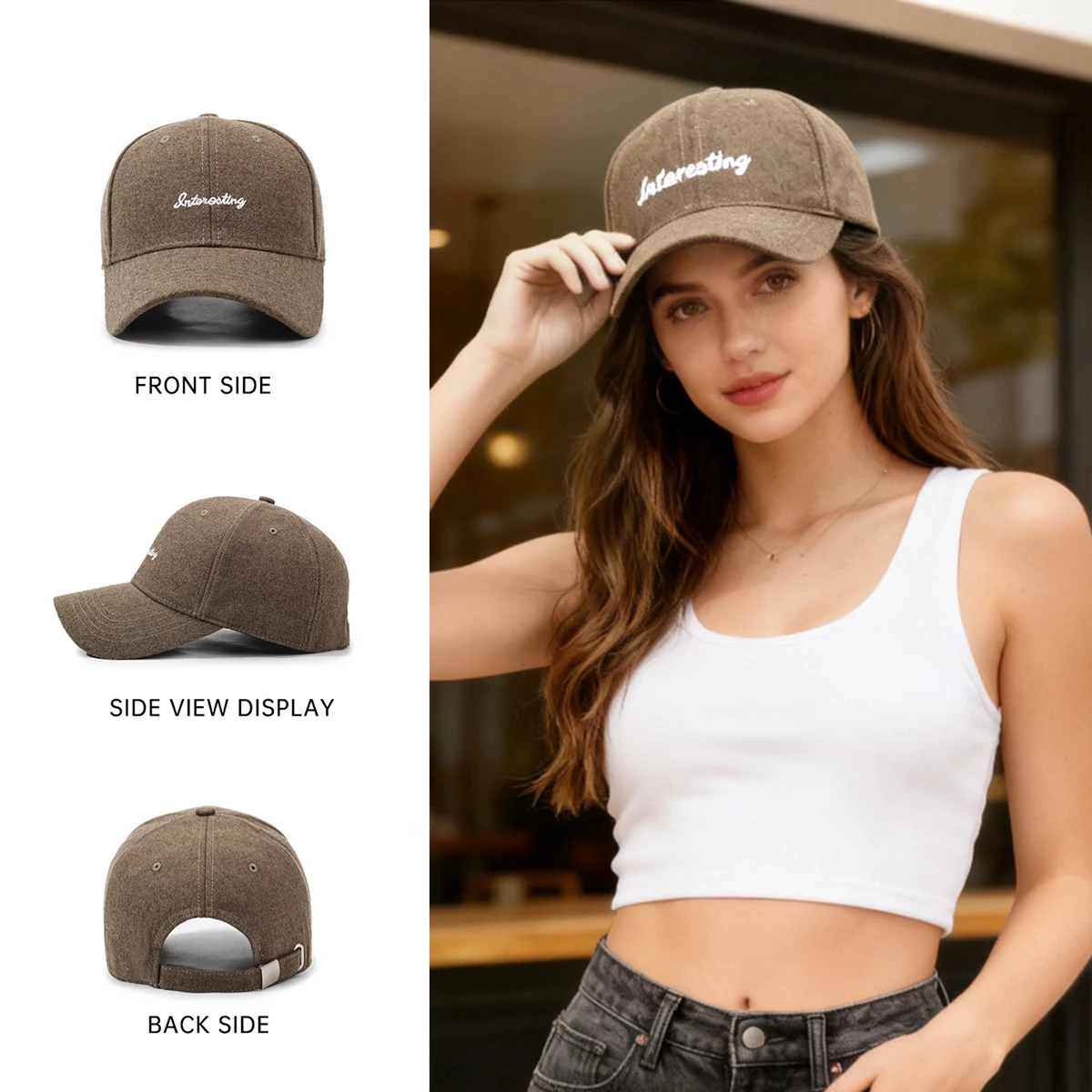 Autumn and Winter Outdoor Hard-Top Baseball Cap for Men, Sunshade, Warm, Cold-Proof, Duckbill Cap for Women, Makes Face Look Smaller, Versatile, Letter Embroidery