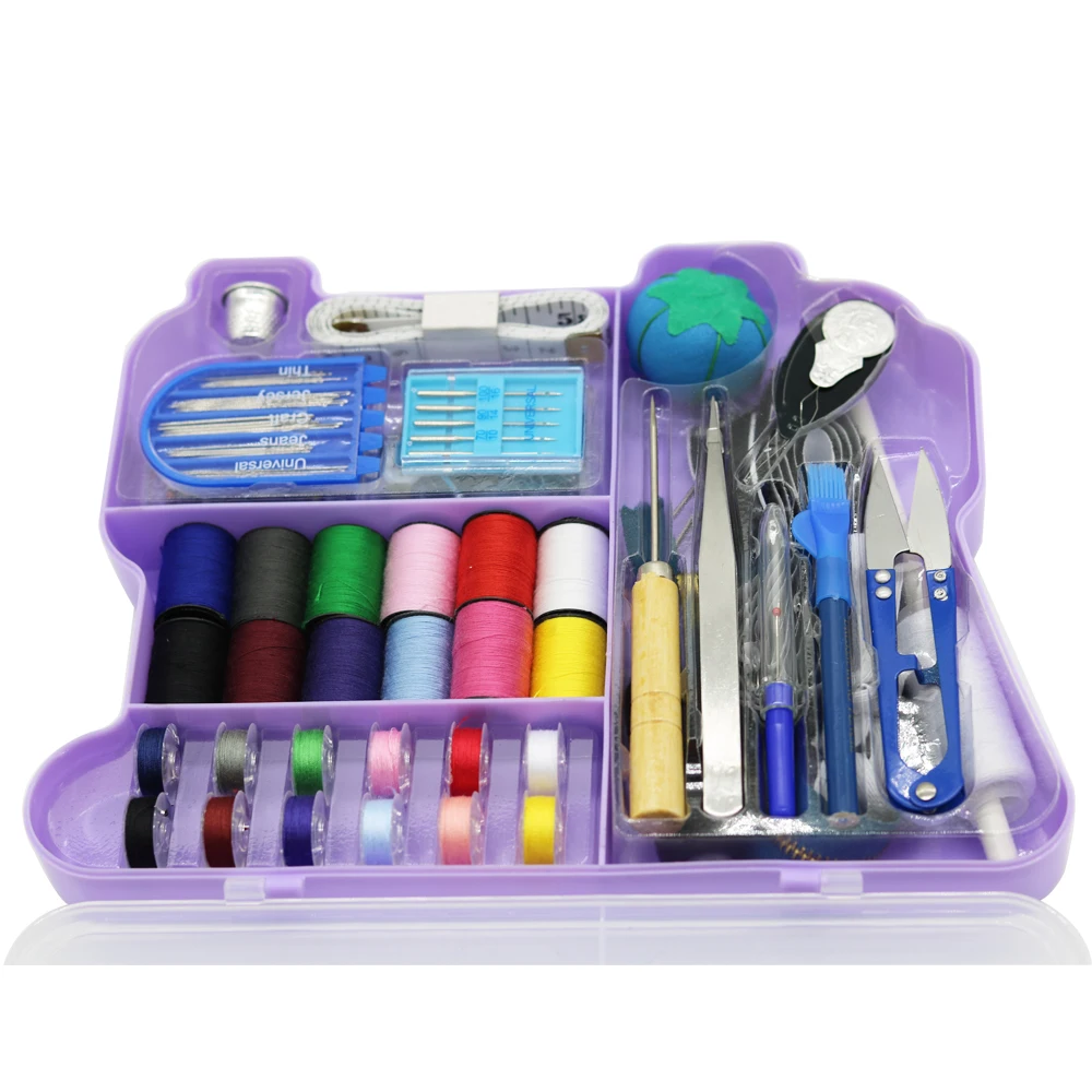 상자 포함 휴대용 재봉 키트, 가정 여행자, 성인 초보자, 응급 아동용, 실 가위 바늘 포함