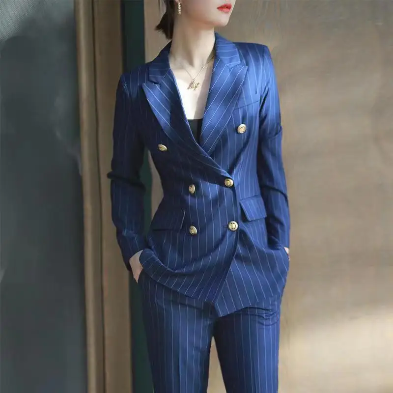 Ladies Formal OL Styles Pantsuits for Women Business Work Wear Long Sleeve Autumn Winter Blazers Professional Interview Clothes 2022 new fashion business interview plaid suits women work office ladies long sleeve spring casual blazer
