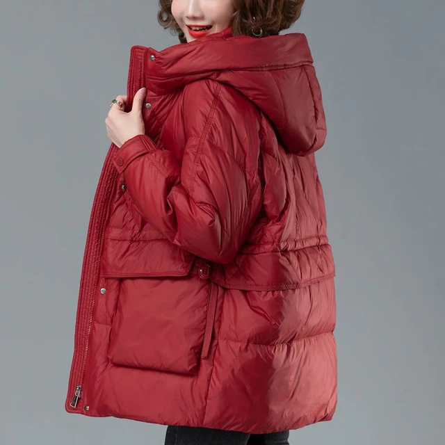 Anorak-Chaqueta larga de algodón con capucha para mujer, abrigo informal,  holgado, versátil, de color sólido, novedad de invierno - AliExpress
