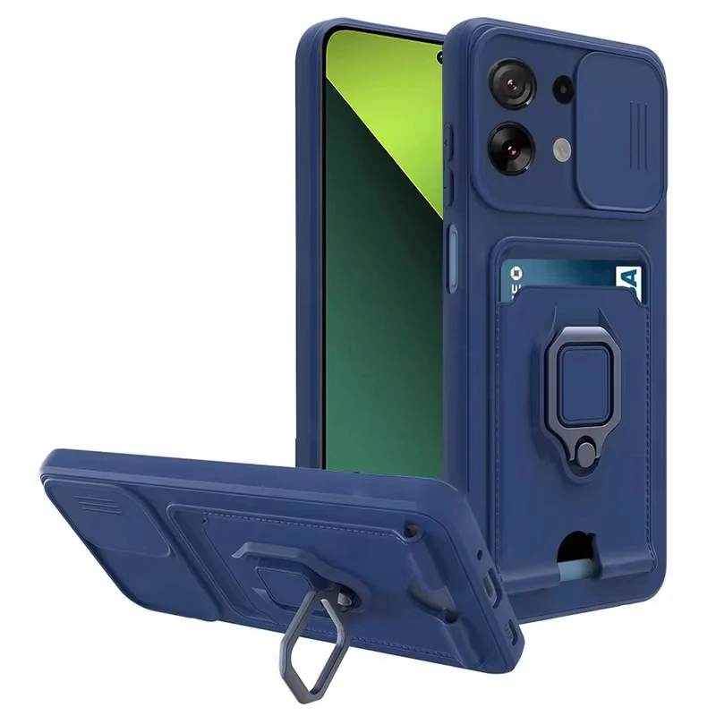 Slide Camera Card Slot Shockproof Luxury Armour TPU Phone Case