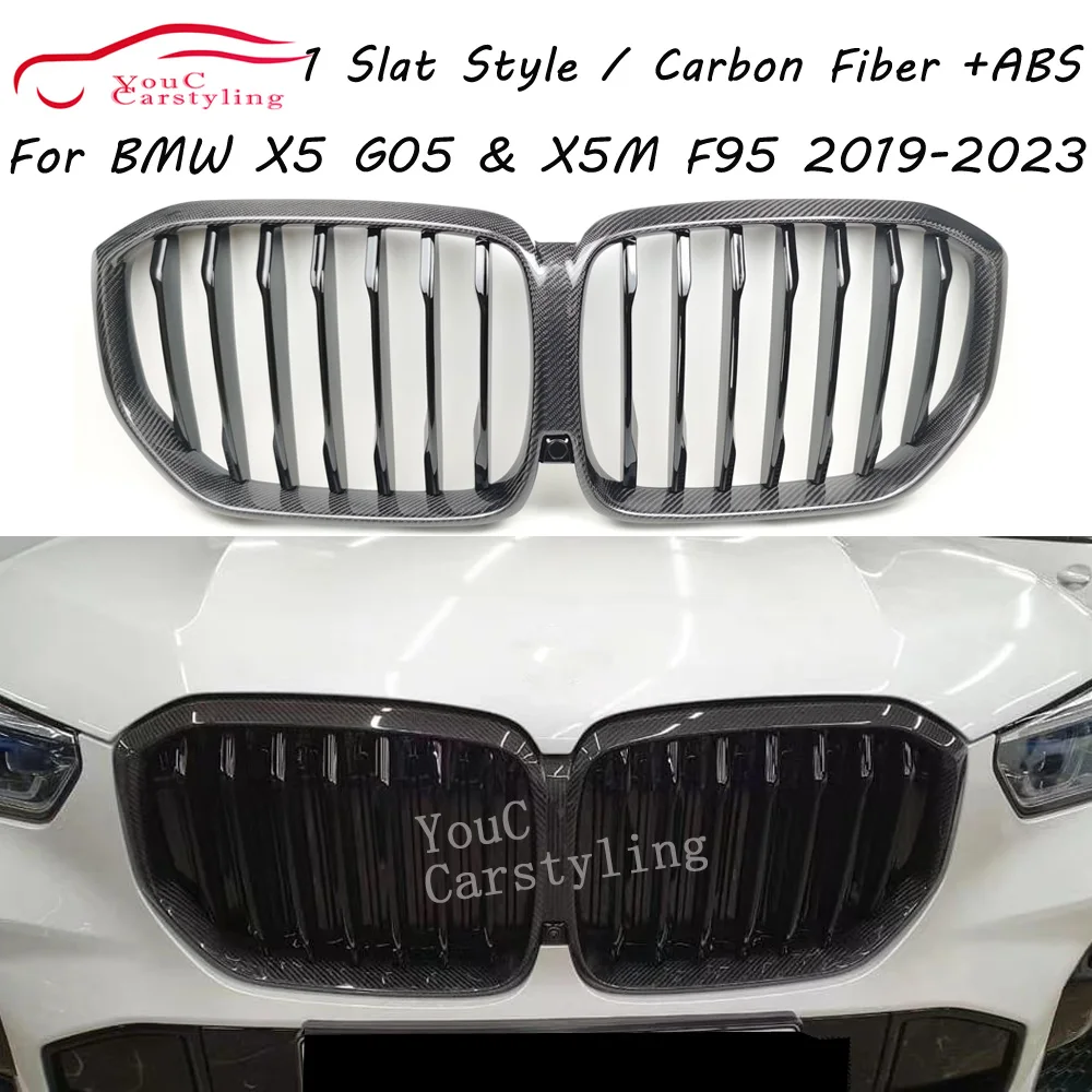

Передняя решетка G05 из углеродного волокна для BMW New X5 G05 & X5M F95 2019-2023, передний бампер, гоночные решетки