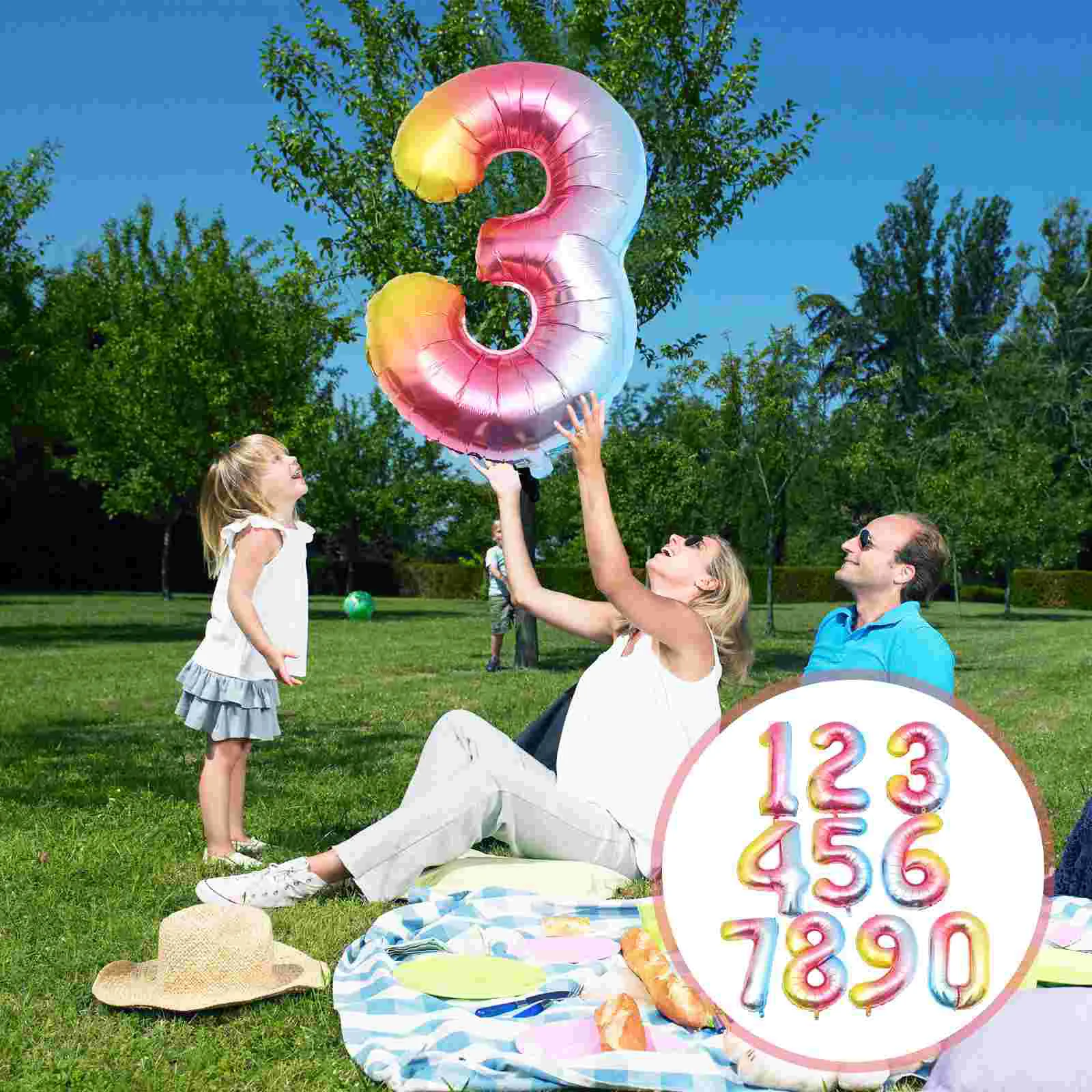 

10 Pcs Number Balloon Prop Lovely Balloons Party Decorative Gold and Silver Favors