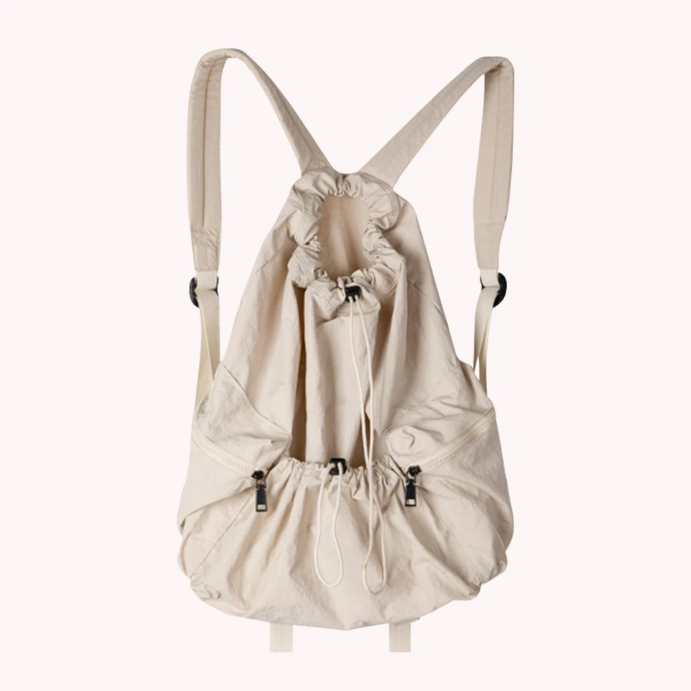 Women Backpack Drawstring Fashion Travel Nylon Backpack Ruched Outdoor Sports