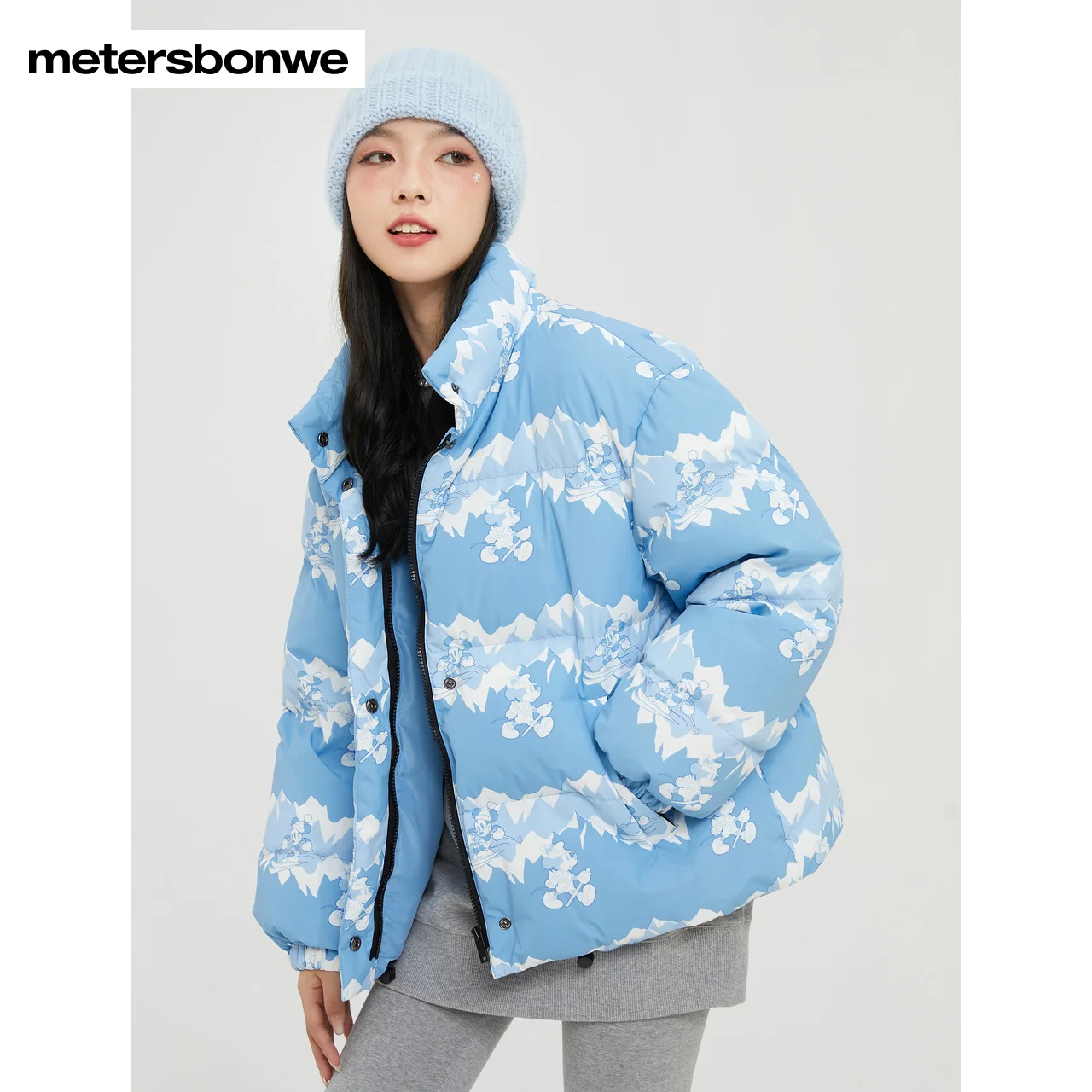 Metersbonwe Cartoon Print Down Jacket Women New Winter Eiderdown Short Thick Stand Collar Warm Wear High Quality Top Brand