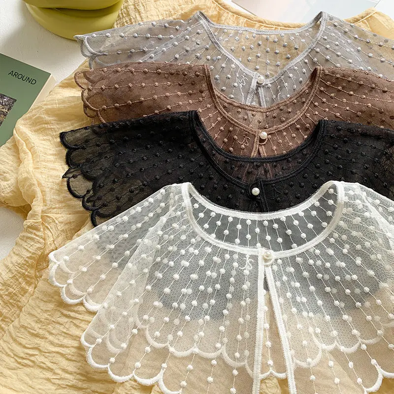 Fashion Pearl Lace Fake Collar Solid Breathable Detachable False Collars For Women Girls Cute Thin Dickey Collar Mini Scarf fake collar,detachable collar shawl