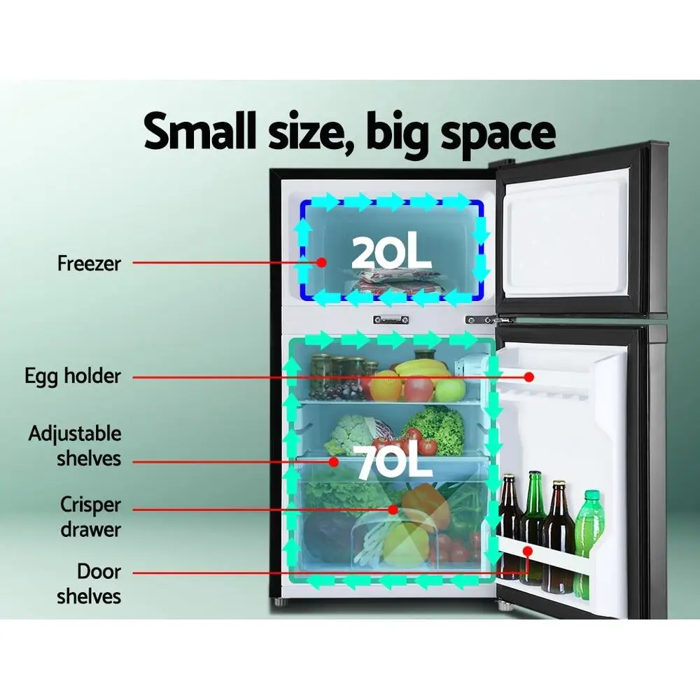 90L Portable Fridge Freezer Bar Upright for Camping Caravan