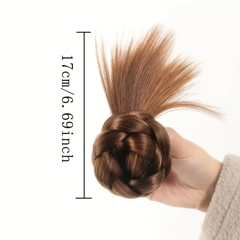 Meatball head synthetic hair bun new fashion female elegant floral hairpin-high temperature plastic hair accessories